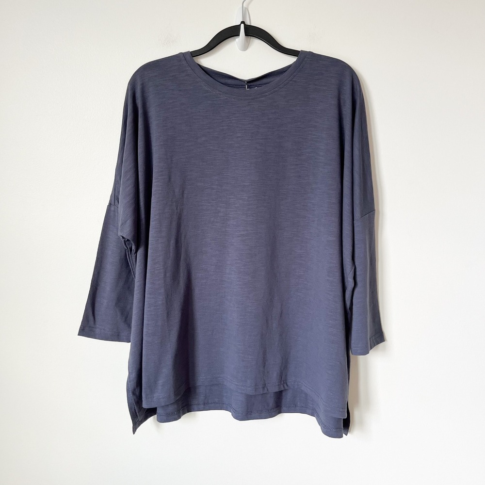 NEW Mersea Catalina Slub Tee Blue Womens OS Oversize Minimalist Lagenlook Travel